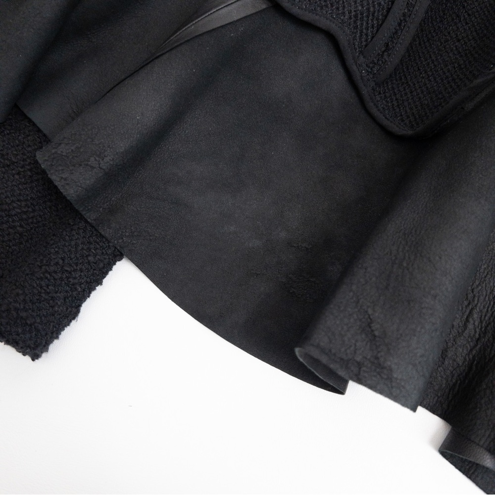 Rebecca Taylor . Leather & Boucle Knit Ruffle Peplum Jacket - Picture 4 of 10